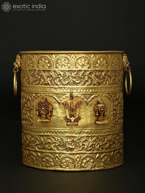 Handcrafted Brass Vaishnav Symbols Planter for Home Decor