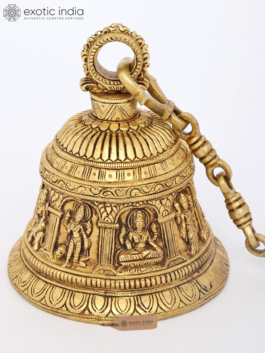7" Brass Ashtalakshmi Hanging Bell for Pooja