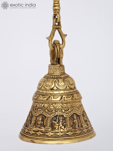 7" Brass Dashavatara Temple Hanging Bell