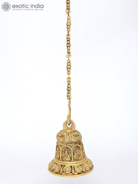 8" Goddess Lakshmi Temple Bell in Brass