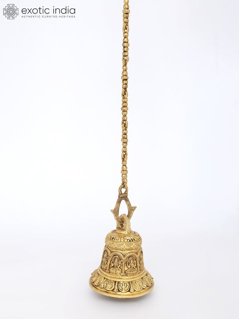 8" Goddess Lakshmi Temple Bell in Brass
