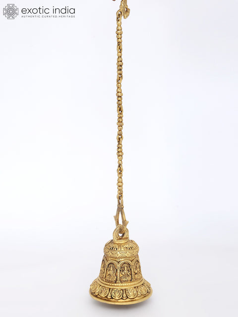 8" Goddess Lakshmi Temple Bell in Brass