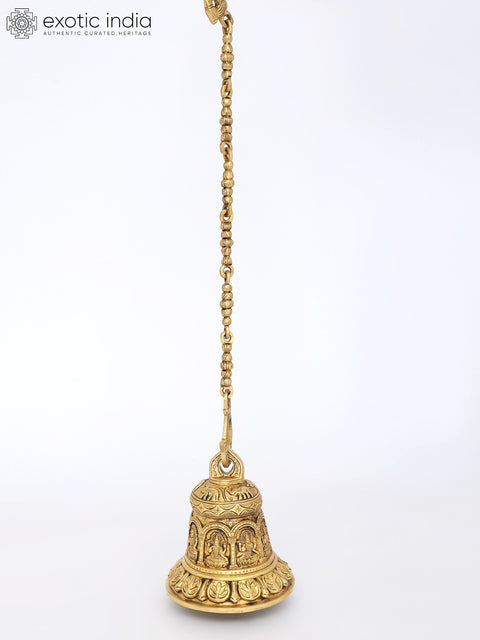 8" Goddess Lakshmi Temple Bell in Brass