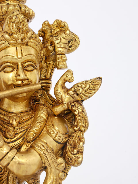 14" Brass Tribhanga Murari Krishna | Brass Statue