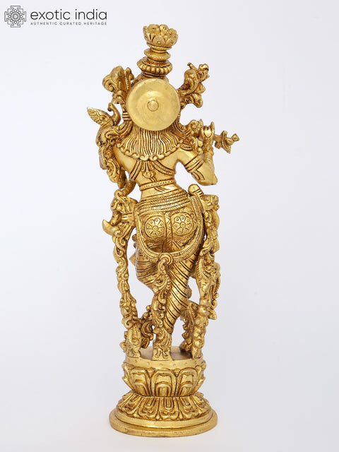 14" Brass Tribhanga Murari Krishna | Brass Statue