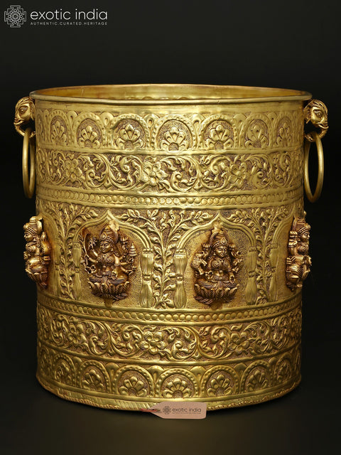 Handcrafted Brass Ashtalakshmi Planters Set | Traditional Indian Planters