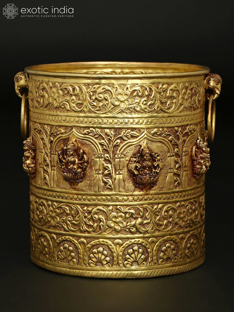 Handcrafted Brass Ashtalakshmi Planters Set | Traditional Indian Planters