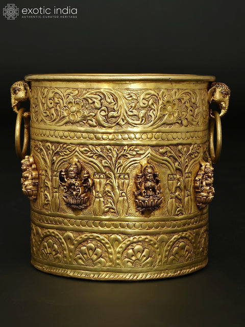 Handcrafted Brass Ashtalakshmi Planters Set | Traditional Indian Planters