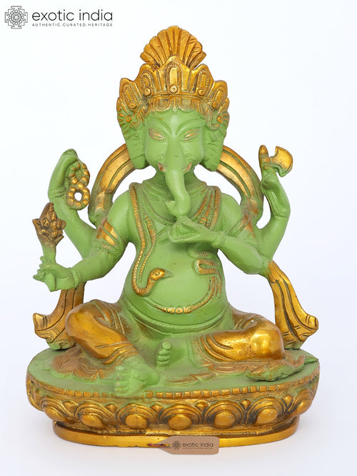 8" Nepali Ganesha Handmade Brass Statue