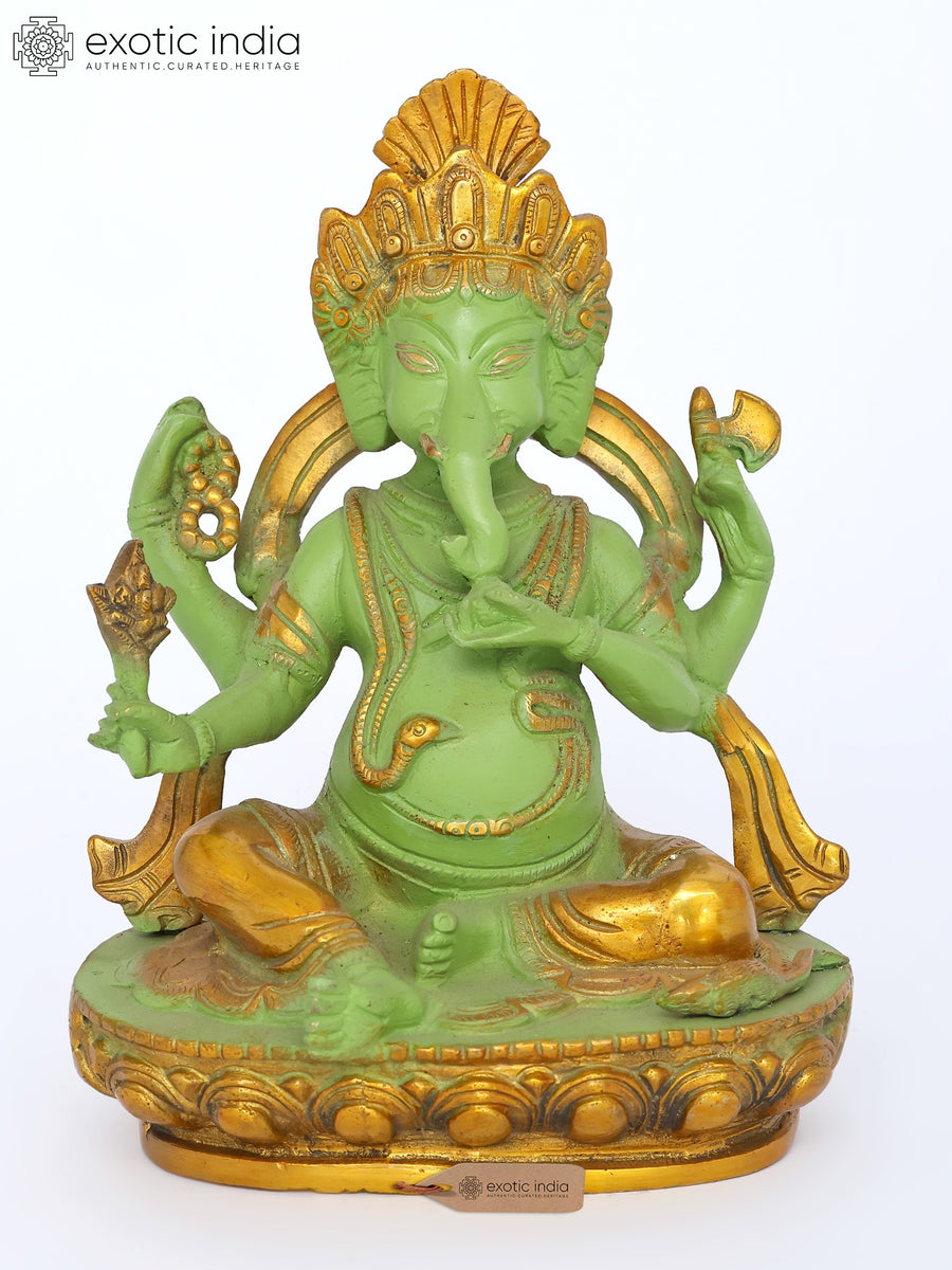 8" Nepali Ganesha Handmade Brass Statue