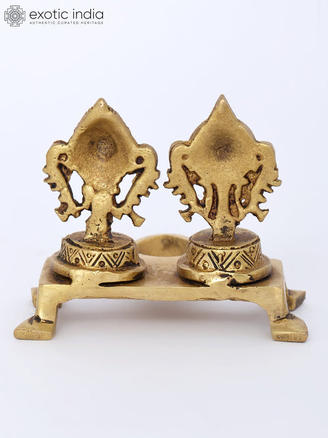 3" Small Brass shankh Chakra Lamp (Diya)