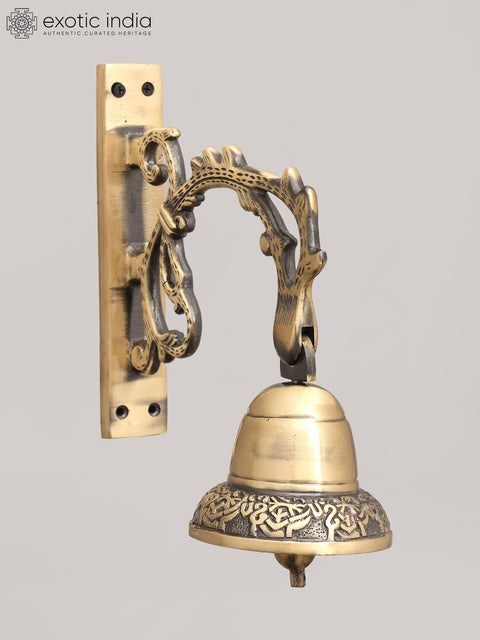 9" Wall Hanging Bell in Brass