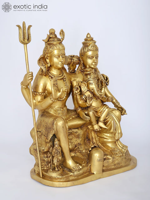 24" Lord Shiva Family | Brass Statue