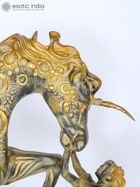 36" Large Golden Fairy Angel with Unicorn | Fantasy Home Decor Sculpture