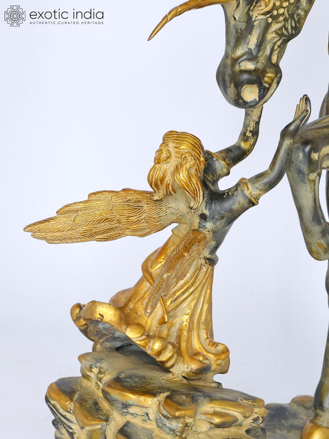36" Large Golden Fairy Angel with Unicorn | Fantasy Home Decor Sculpture