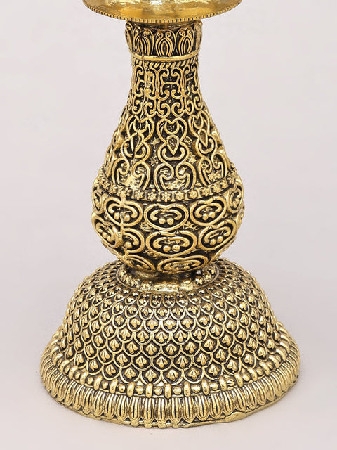 8" Superfine Five Wicks Peacock Lamp in Brass