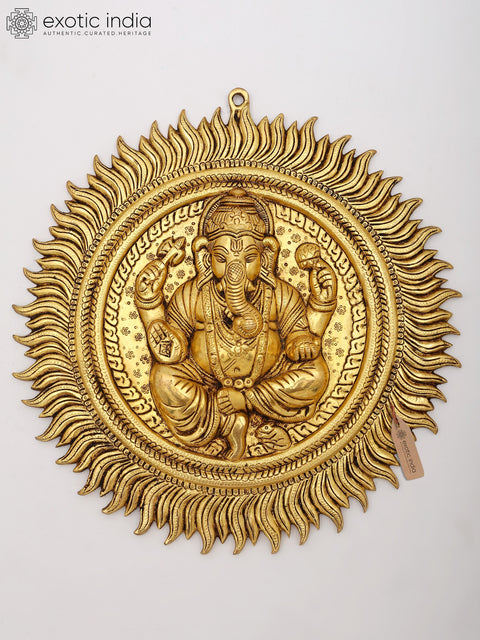 15" Blessing Ganesha Wall Hanging Brass Statue
