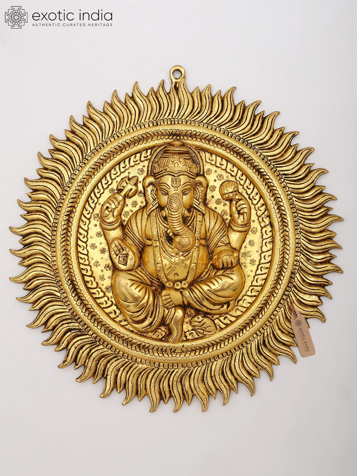 15" Blessing Ganesha Brass Wall Hanging Statue for Home Decor