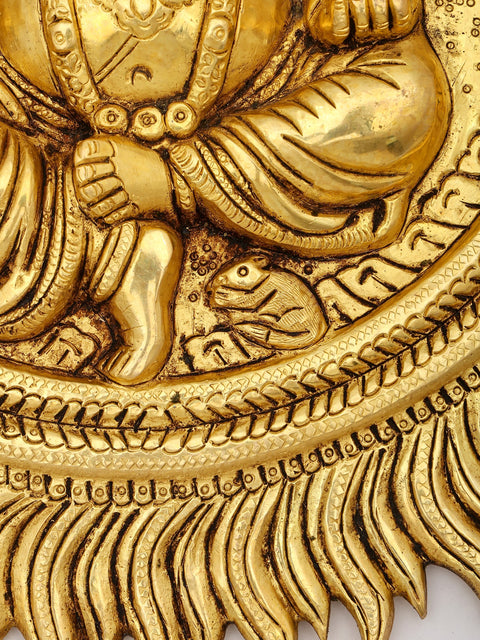 15" Blessing Ganesha Wall Hanging Brass Statue