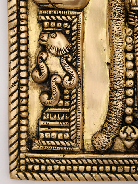11" Brass Lord Murugan (Karttikeya) Wall Hanging Statue