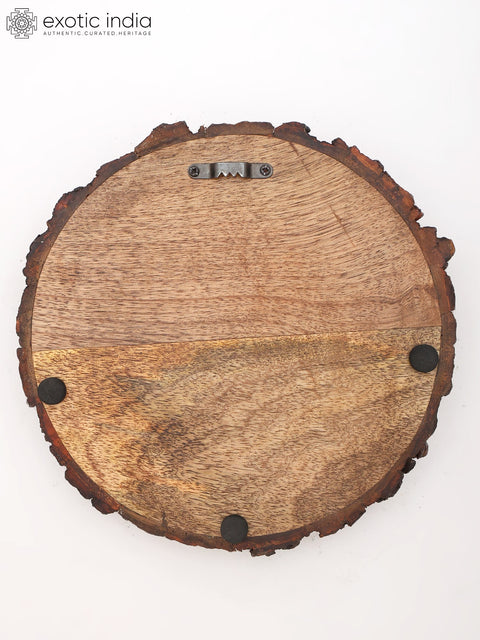 9" Hand-Painted Wood Framed Ganesha Face Statue | Wall Hanging