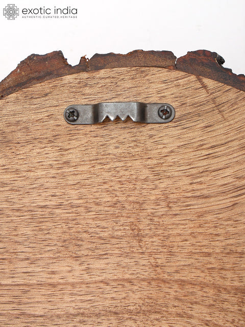 9" Hand-Painted Wood Framed Ganesha Face Statue | Wall Hanging