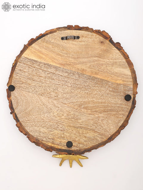 13" Hand-Painted Wood Framed Tree of Life in Brass | Wall Hanging | Home Decor