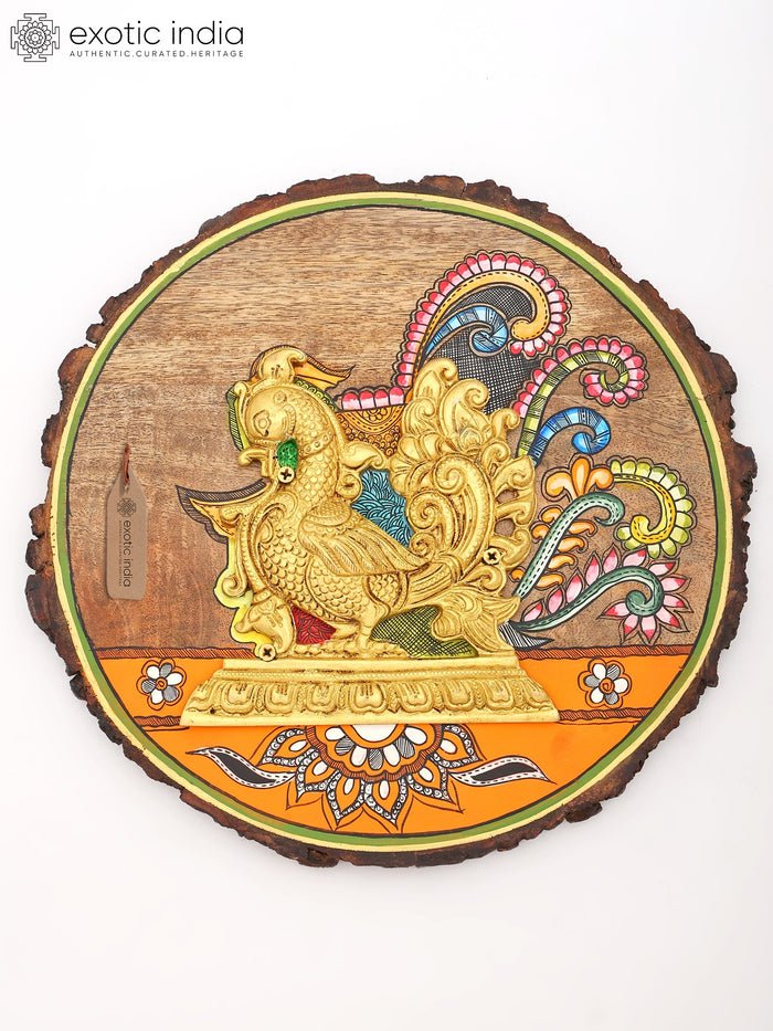 12" Brass Peacock Wall Hanging Home Decor Statue