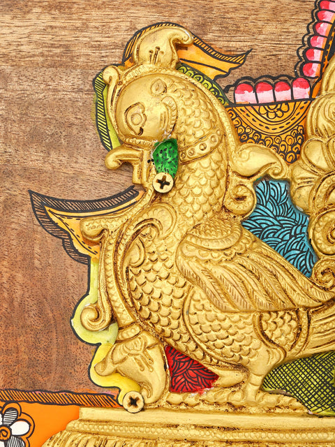 12" Decorative Wall Art with Brass Peacock | Home Decor