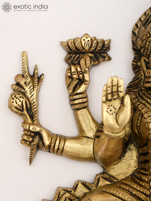 11" Wall Hanging Lakshmi Ganesha Pair | Brass Statues
