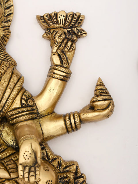 11" Wall Hanging Lakshmi Ganesha Pair | Brass Statues