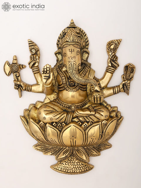 11" Wall Hanging Lakshmi Ganesha Pair | Brass Statues