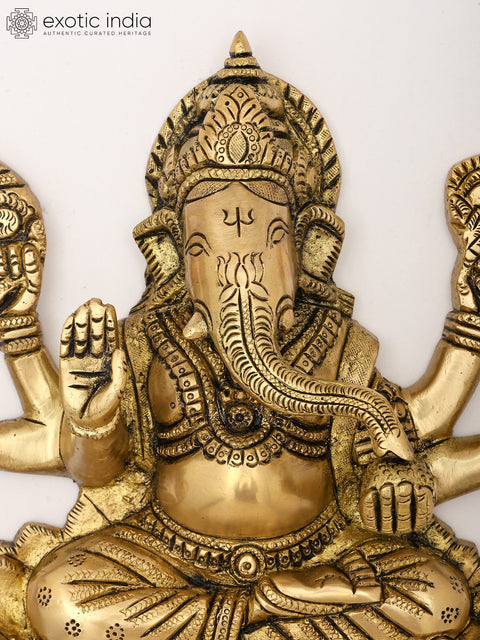 11" Wall Hanging Lakshmi Ganesha Pair | Brass Statues
