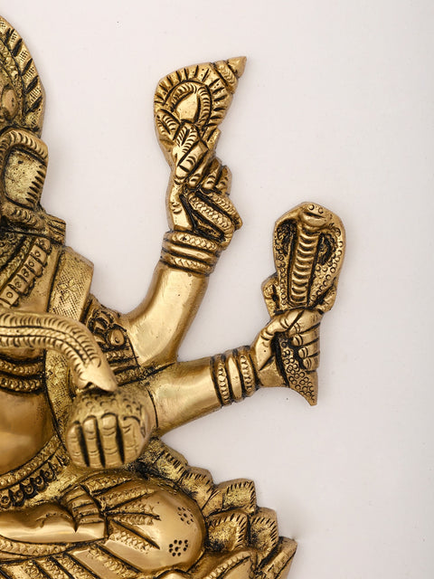11" Wall Hanging Lakshmi Ganesha Pair | Brass Statues