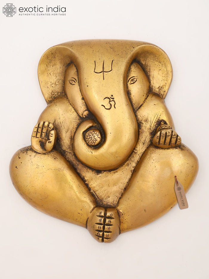 7" Modern Ganesha Handmade Brass Wall Hanging