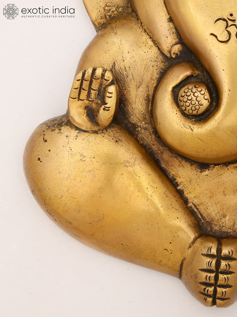 7" Modern Ganesha Brass Statue | Wall Hanging
