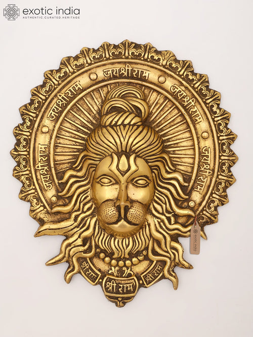 12" Handmade Shri Ram Bhakta Hanuman Brass Wall Hanging Statue