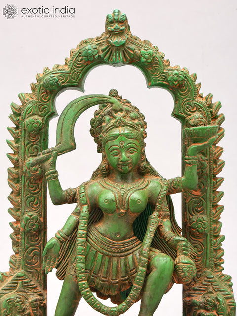 11" Goddess Kali Standing on Lord Shiva | Brass Statue