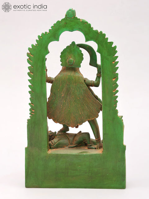 11" Goddess Kali Standing on Lord Shiva | Brass Statue