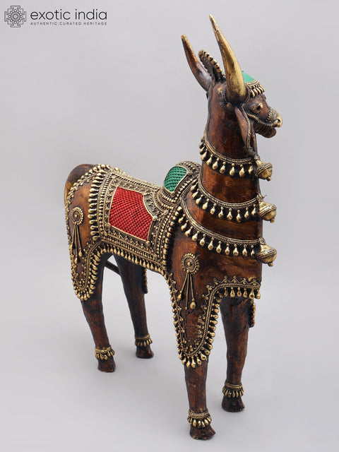 21" Tribal Nandi - Vahana of Lord Shiva | Dhokra Art Brass Statue