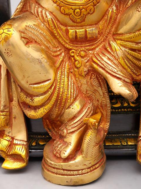 16" Blessing Lord Ganesha Seated on Singhasan | Brass Statue