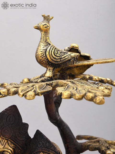 18" Fluting Radha Krishna Under The Kadamba Tree | Brass Statue