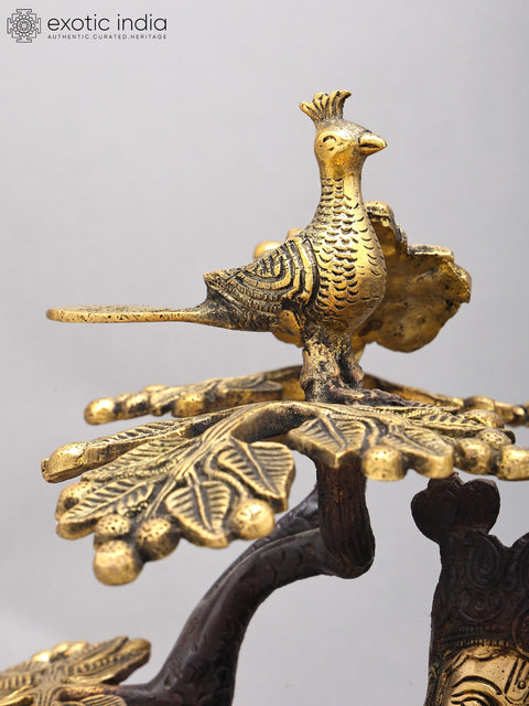 18" Fluting Radha Krishna Under The Kadamba Tree | Brass Statue