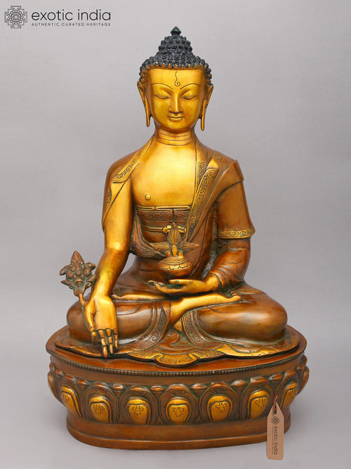 21" Medicine Buddha Handmade Brass Statue
