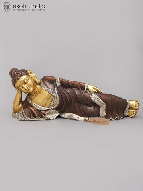 29" Handmade Brass Mahaparinirvana Buddha Statue