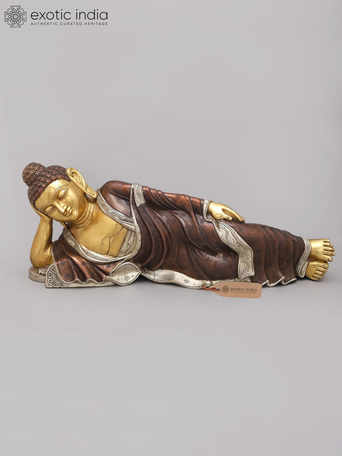 29" Handmade Brass Mahaparinirvana Buddha Statue