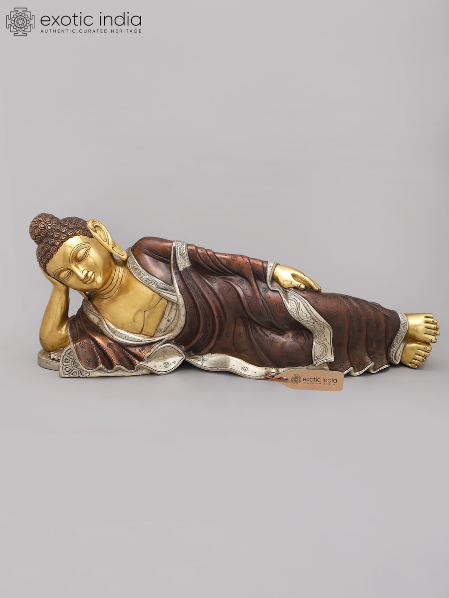 29" Handmade Brass Mahaparinirvana Buddha Statue