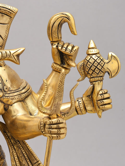18" Eight Armed Lord Ganesha Dancing on Mushak | Brass Statue
