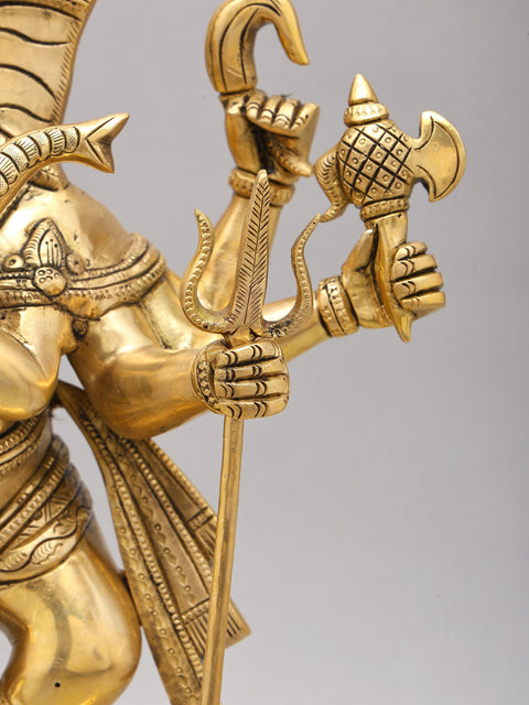 18" Eight Armed Lord Ganesha Dancing on Mushak | Brass Statue