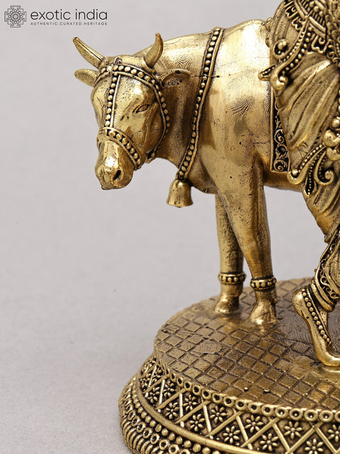 6" Small Superfine Cow Krishna | Brass Statue